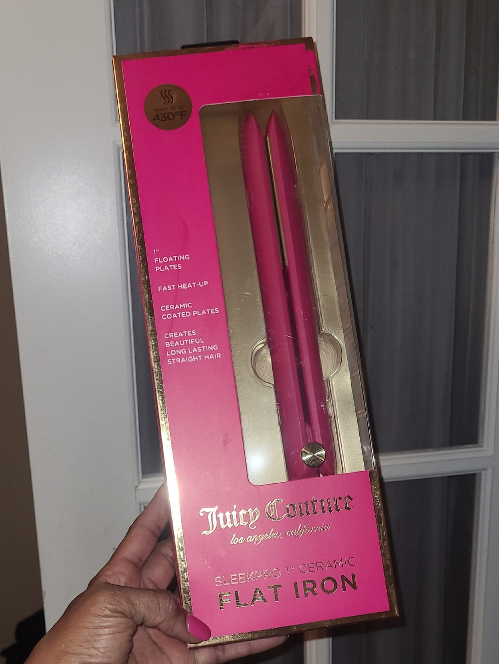Juicy Couture Hot Pink Flat Iron with Gold Accents